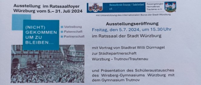 Výstava ve Würzburgu o partnerství s městem Trutnov a Gymnáziem Trutnov