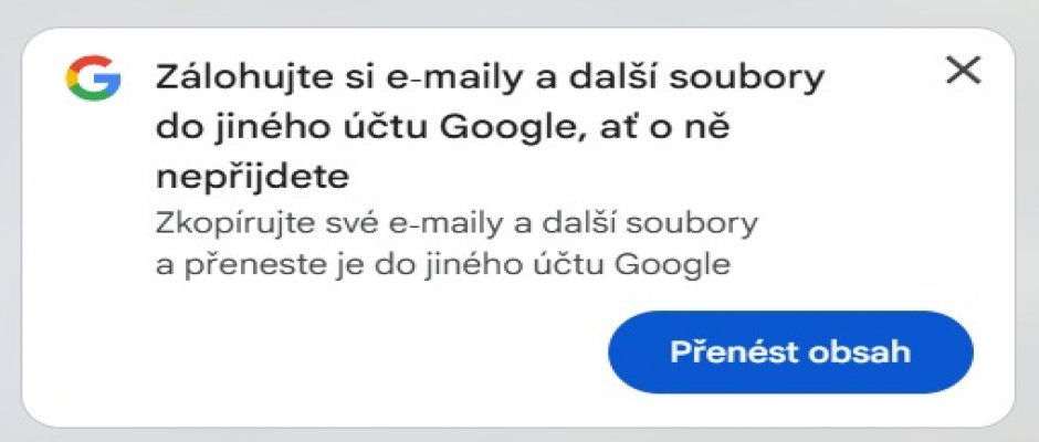 Všimli jste si v Gmailu výzvy k přenosu e-mailů?