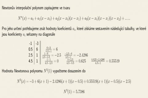 19. Algoritmus: Algoritmus interpolačních polynomů II. -  Newtonův polynom
